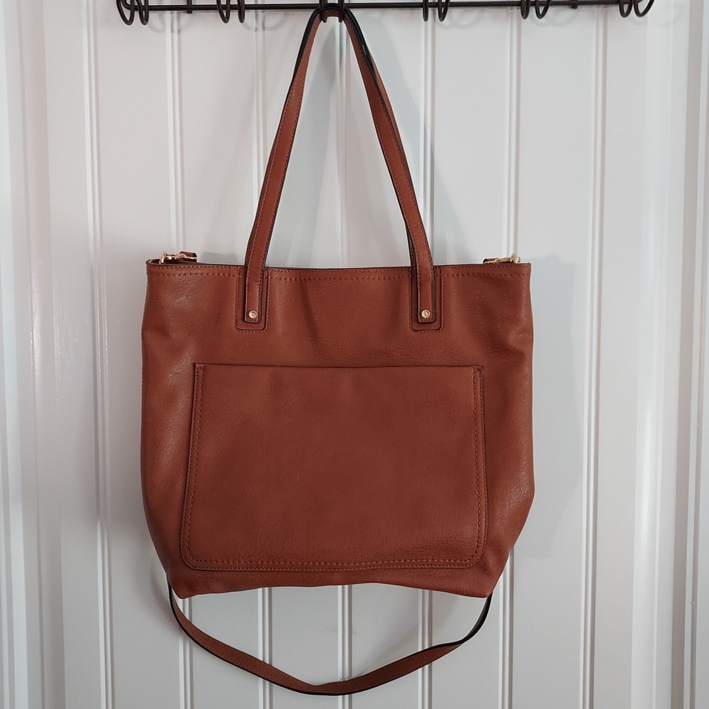 LC Lauren Conrad Presley Convertible Tote Bag Saddle Brown Crossbody Boho Preppy